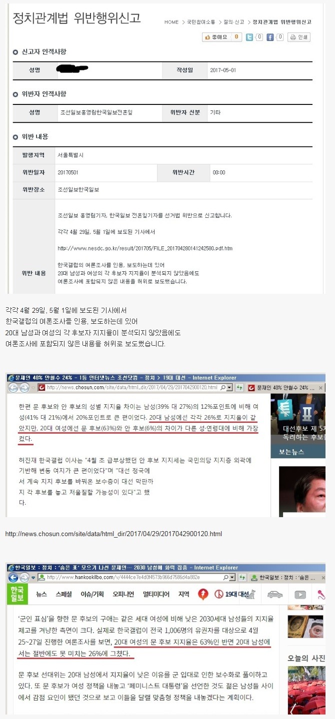  문재인 20대 남성 지지율 기사 허위로 밝혀져.jpg | 인스티즈