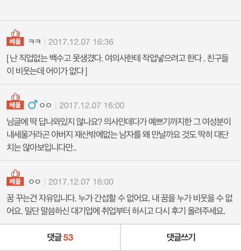 저는 여자의사만나면 안되는겁니까? 어이없는 여사친들 | 인스티즈