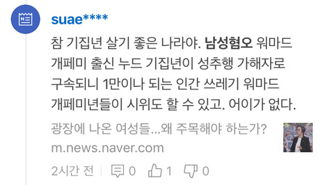 홍대 크로키남 혜화역 시위에 대한 쿵쾅이들의 댓글 | 인스티즈
