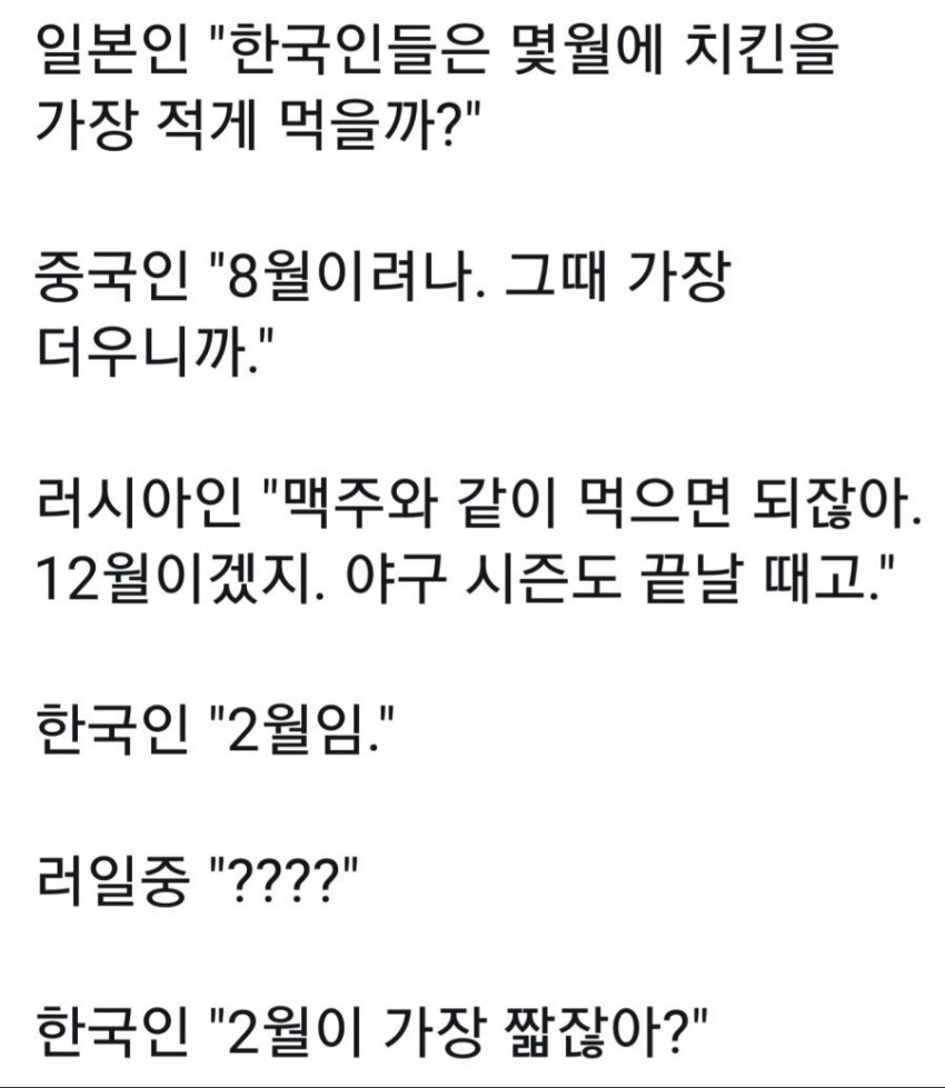 한국인의 치킨 소비량이 줄어드는 달 | 인스티즈
